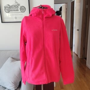 Columbia Fleece Jacket, Large, Red/Pink